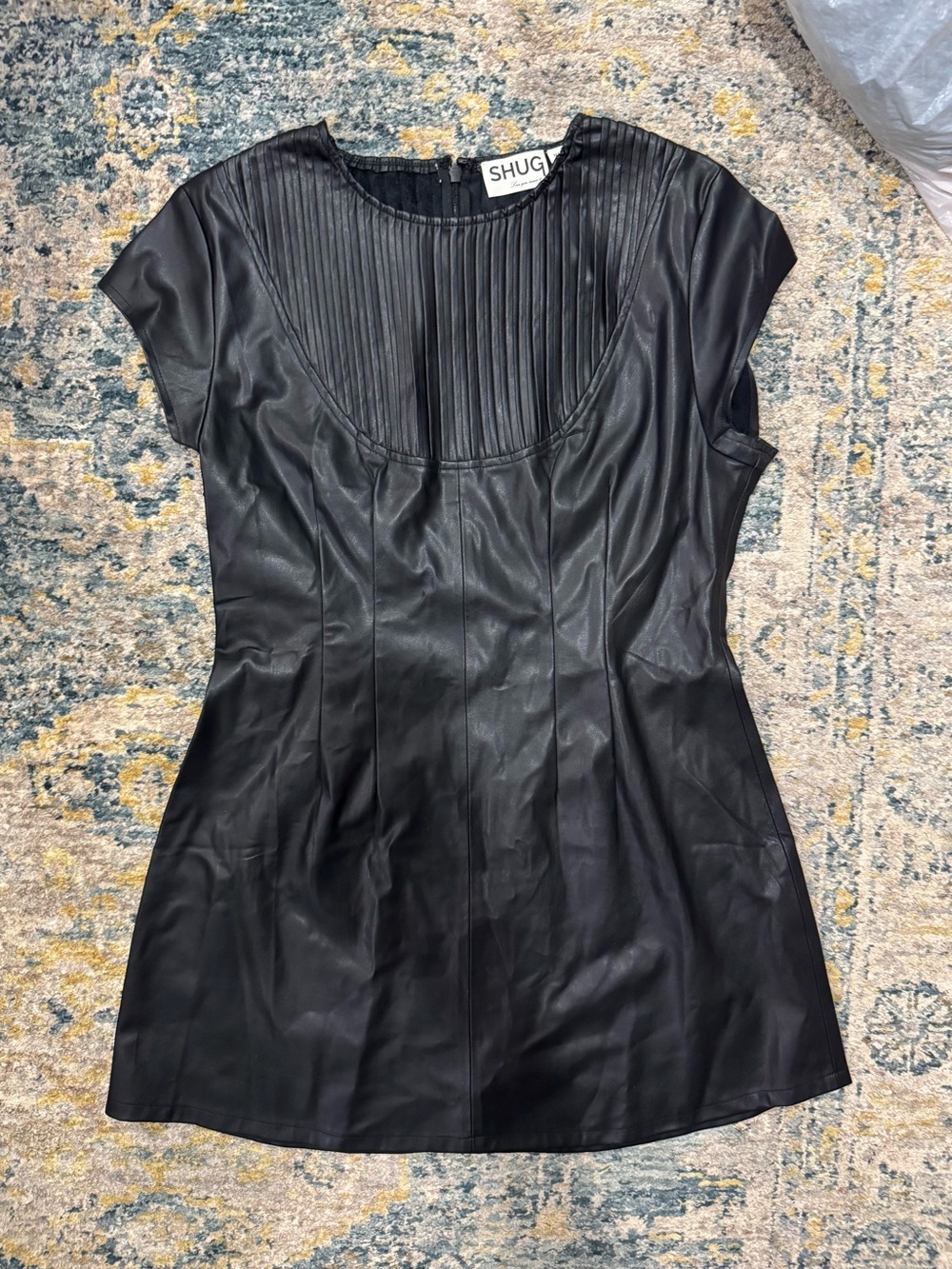 Shug Black Leather Mini Dress